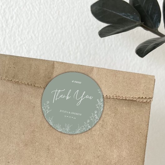 Sticker Rond Mariage vert saga simple