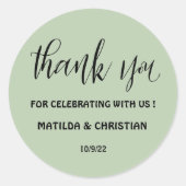 Sticker Rond Mariage vert Sage (Devant)