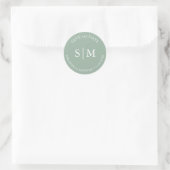 Sticker Rond Mariage vert Sage Monogrammé (Sac)