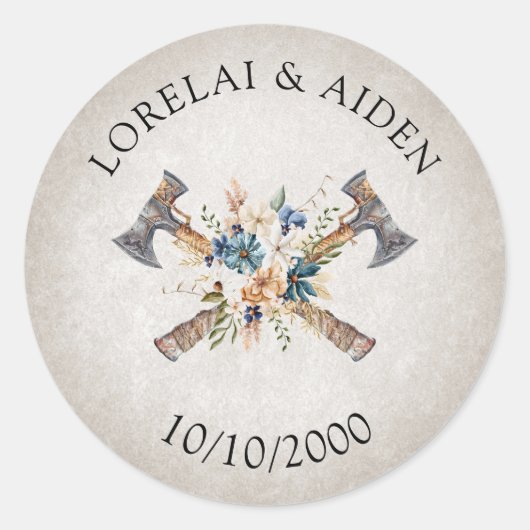 Sticker Rond Mariage viking (Devant)