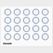 Sticker Rond Mariage Vintage Bleu William Morris (Feuille)