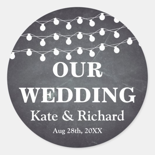 Sticker Rond Mariage vintage noir Chalkboard (Devant)