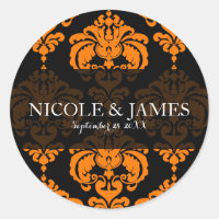 Mariage Vintage Orange et Noir Damassé Cadeau de R
