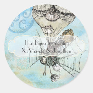 Sticker Rond Mariage Vintage Paris Steampunk