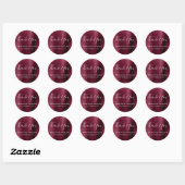Sticker Rond Mariage violet Bourgogne Favoriser Merci (Feuille)