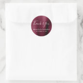 Sticker Rond Mariage violet Bourgogne Favoriser Merci (Sac)