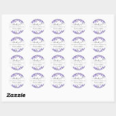 Sticker Rond Mariage violet de lavande merci (Feuille)