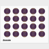 Sticker Rond Mariage Violet Écriture Paillettes Dorées (Feuille)