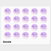 Sticker Rond Mariage violet élégant. Aquarelle lilas merci (Feuille)
