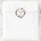 Sticker rond Mariage violet & or Merci (Sac)