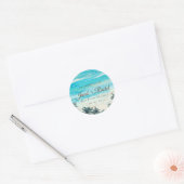 Sticker rond Mariage Watercolor Beach Blue Ocean (Enveloppe)