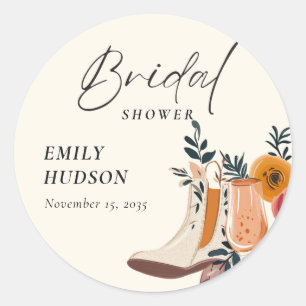 Sticker Rond Mariage Western Boots & Bubbly