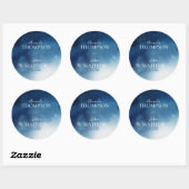 Sticker Rond Mariage Whimsical Blue Snowflake (Feuille)