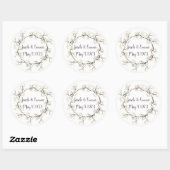 Sticker Rond Mariage White Flower Branch Wreath (Feuille)
