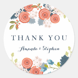 Sticker Rond Mariage Wild Garden Merci personnalisé