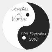 Sticker Rond Mariage Yin Yang Noir Et Blanc (Devant)