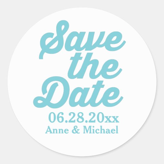 Sticker Rond mariages bleus 'Save the Date' (Devant)