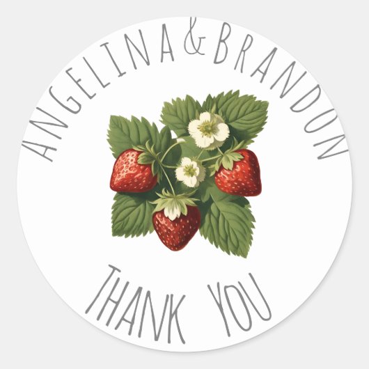 Sticker Rond mariages de fraises vintages - Merci (Devant)