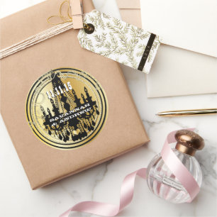 Sticker Rond Mariages de lustre Vintage Black & Gold