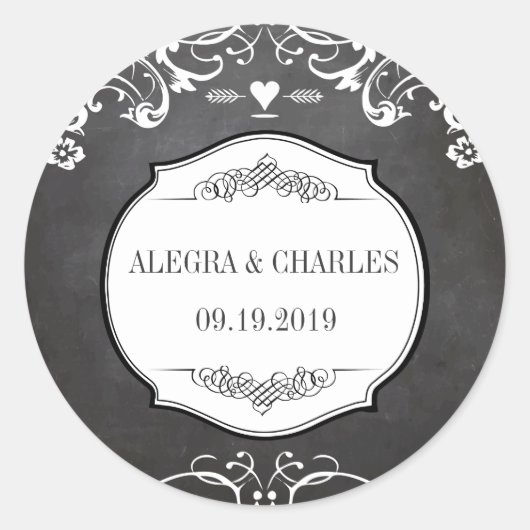 Sticker Rond Mariages de typographie de tableau noir (Devant)