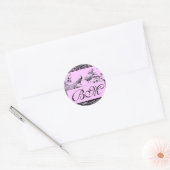 Sticker Rond MARIAGES INSÉPARABLES MONOGRAM, noir et blanc rose (Enveloppe)