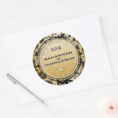 Sticker Rond Mariages musicaux Black & Gold Vintage Damask (Enveloppe)