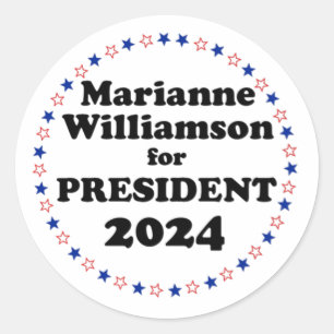Sticker Rond marianne williamson pour la présidente 2024