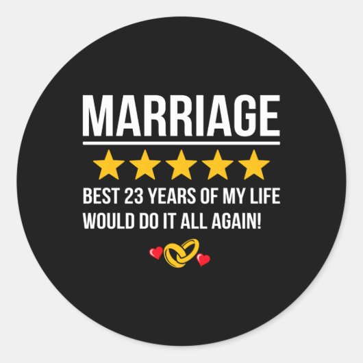 Sticker Rond Marié 23 Ans 23E Mariage Anniversaire (Devant)