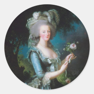 Sticker Rond Marie-Antoinette avec la Rose par Elisabeth Lebrun