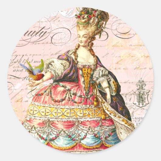 Sticker Rond Marie Antoinette et Pink Paris (Devant)
