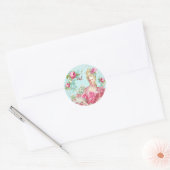 Sticker Rond Marie Antoinette,French,Paris,pink,roses,portrait (Enveloppe)