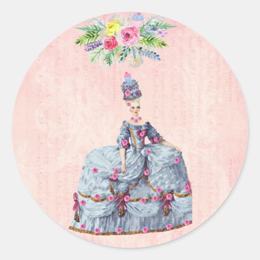 Sticker Rond Marie Antoinette ~ Laissons-leur manger du gâteau  (Devant)