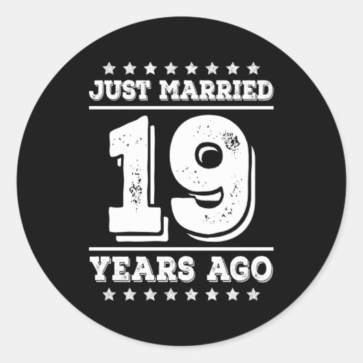 Sticker Rond Marié Il Y A 19 Ans 19E Mariage (Devant)