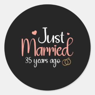 Sticker Rond Marié Il Y A 35 Ans, 35E Anniversaire De Mariage