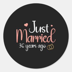 Sticker Rond Marié Il Y A 36 Ans, 36E Anniversaire De Mariage