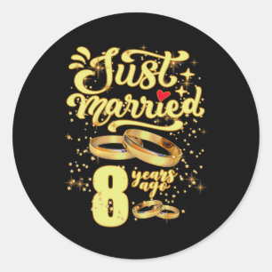 Sticker Rond Marié il y a 8 ans 8e anniversaire de Mariage
