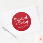 Sticker Rond Marié & Joyeux Joyeux Vacances Rouge Grand Tour (Enveloppe)