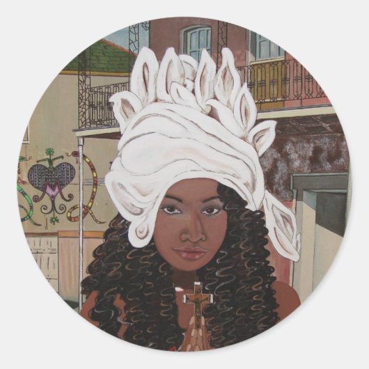 Sticker Rond Marie Laveaux dans le quartier français (Devant)