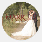 Sticker Rond Marié Noël Élégant Mariage Photo (Devant)