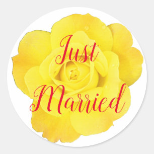 Sticker Rond Marié Nouvelles mauvaises herbes Mariage Rose jaun