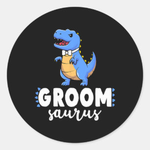 Sticker Rond Marié Saurus Dinosaure Fiançailles Mariage Couples