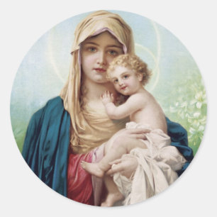 Sticker Rond Marie tenant Jésus