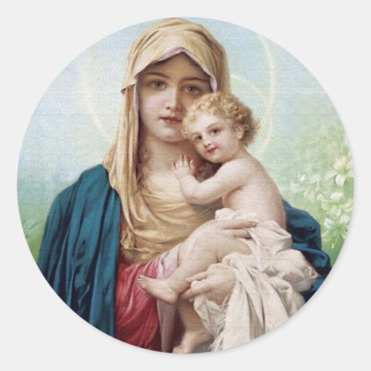 Sticker Rond Marie tenant Jésus (Devant)