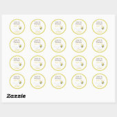 Sticker Rond Mariée 2 BEE Mignonne Jaune À pois Mariage Enterre (Feuille)