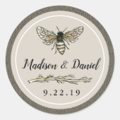 Sticker Rond Mariée À Être Rustique Umber Élégant Mariage Vinta (Devant)