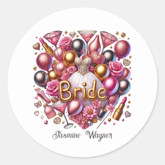 Sticker Rond Mariée ajouter nom Mariage (Devant)
