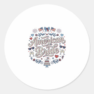 Sticker Rond Mariée Américaine Création Vectorielle De Mariage