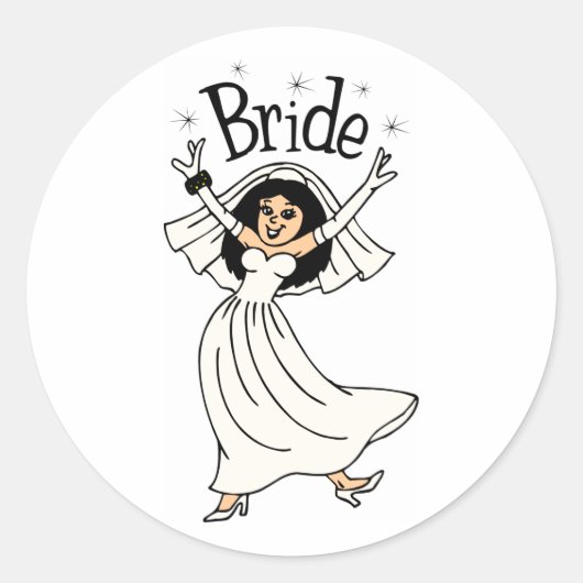 Sticker Rond Mariée (Cheveux noirs) (Devant)