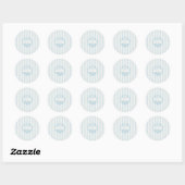 Sticker Rond Mariée Coquillage Marin Époux Initial Bleu (Feuille)