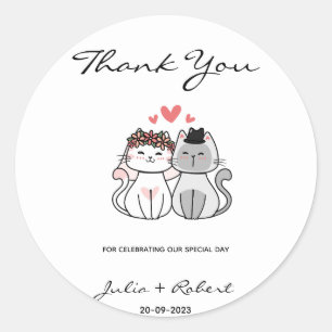 Sticker Rond Mariée De Chat Cute Et Merci Mariage De Groom